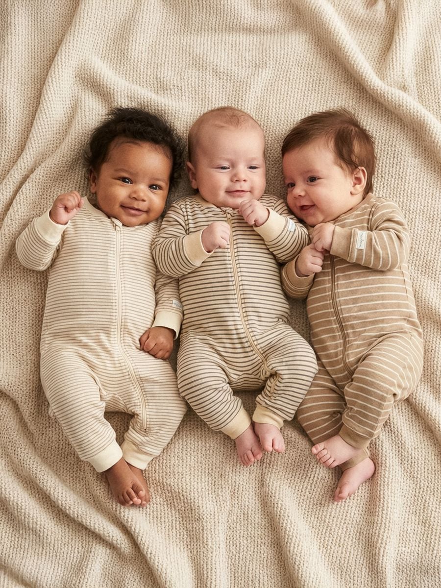 Salopetă din bumbac pentru bebeluși 3 pack Salopetă din bumbac pentru bebeluși 3 pack - nude - SINSAY