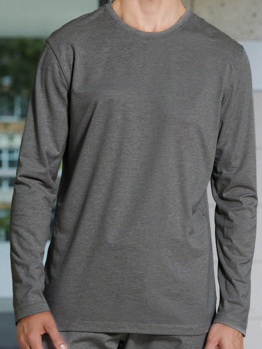 Tricou din bumbac, cu mânecă lungă - gri-închis - SINSAY