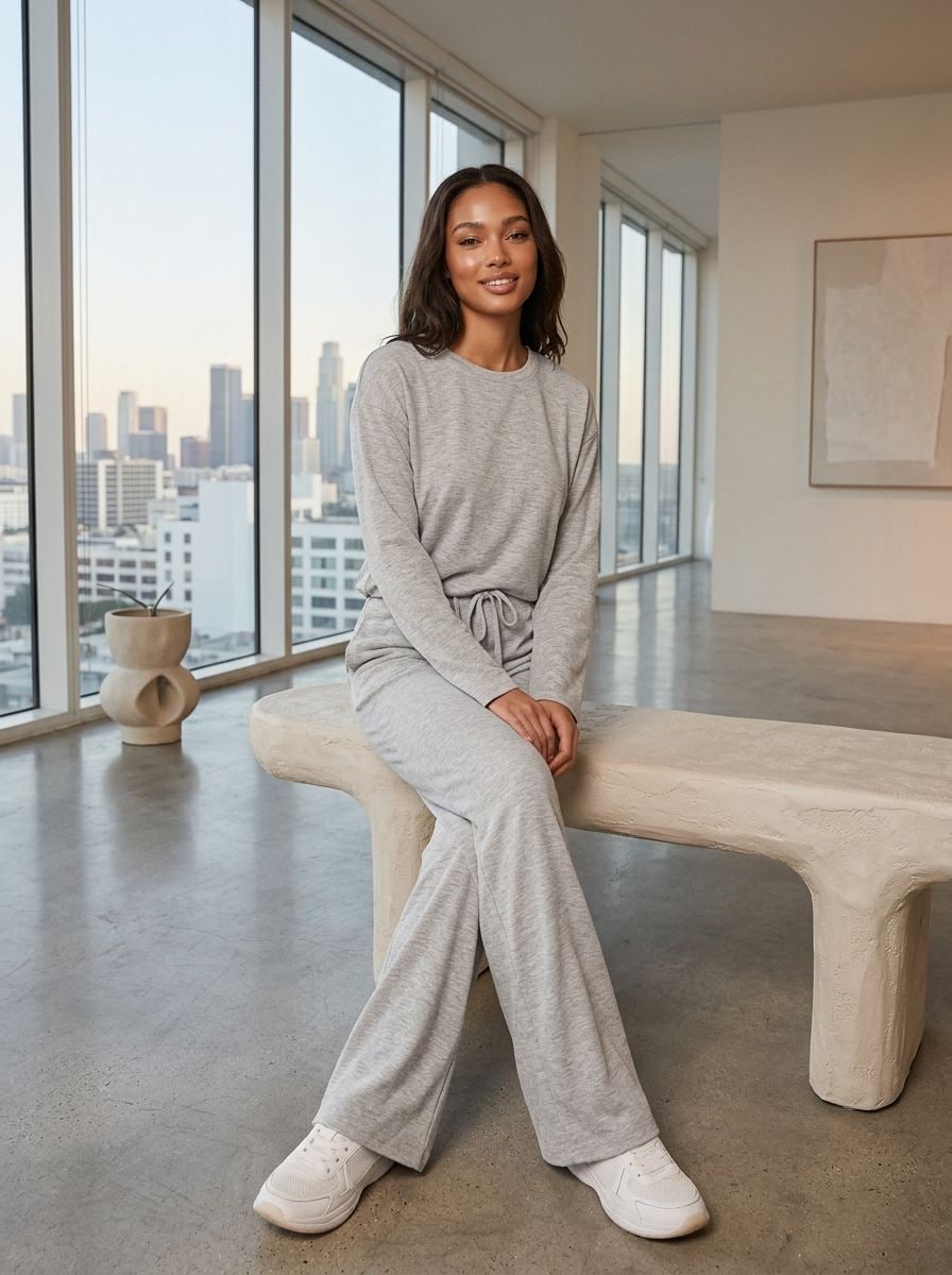 Spodnie wide leg z miękkiej dzianiny z domieszką wiskozy soft touch Spodnie wide leg z miękkiej dzianiny z domieszką wiskozy soft touch - szary - SINSAY