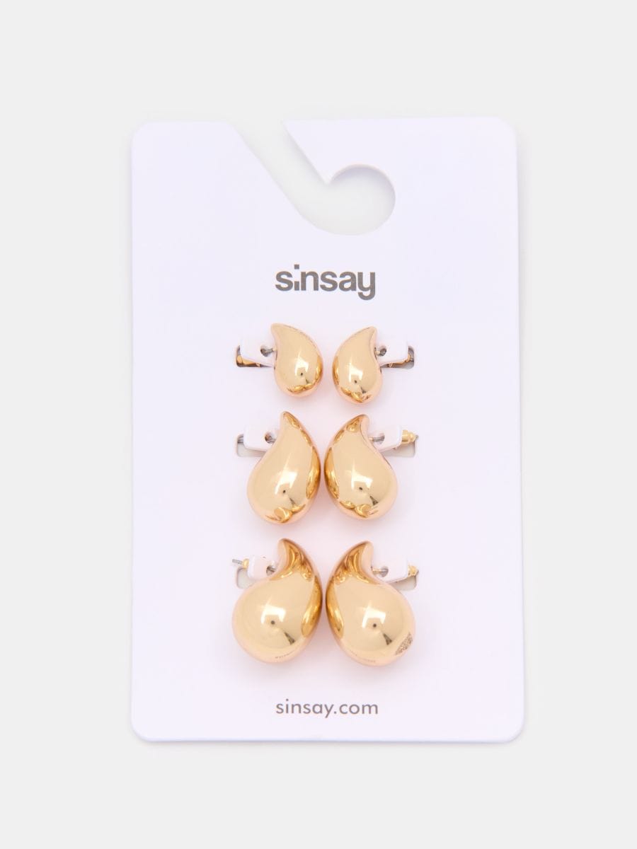 Sada zlatých náušnic - zlatá - SINSAY