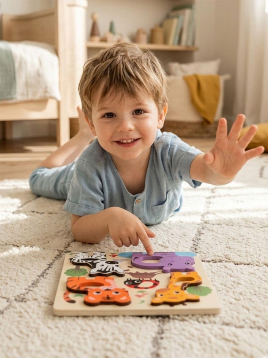 Drewniane puzzle z motywem zwierząt 5 pack - wielobarwny - SINSAY