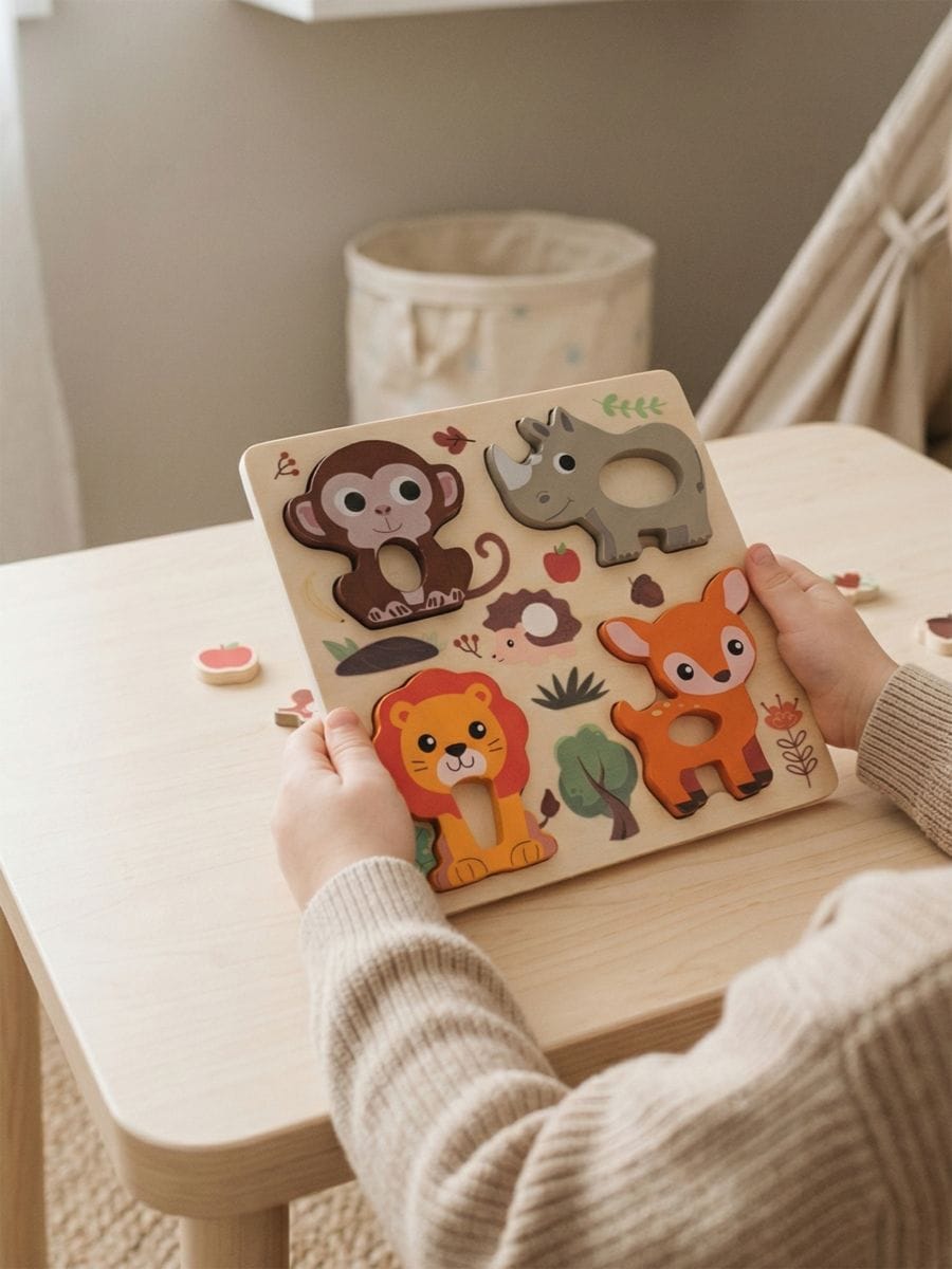 Drewniane puzzle z motywem zwierząt 5 pack - wielobarwny - SINSAY