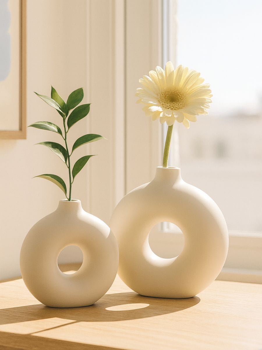 Okrągłe wazony 2 pack Okrągłe wazony 2 pack - kremowy - SINSAY