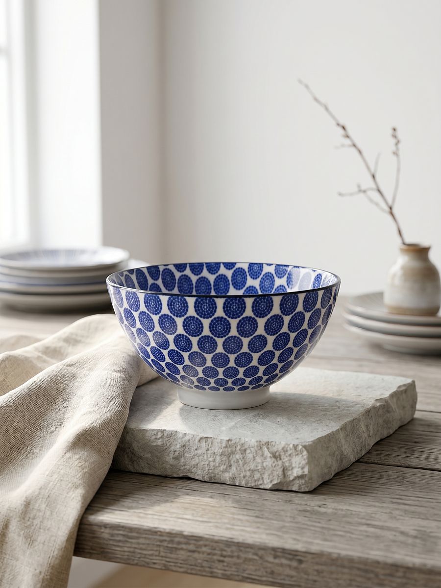 Ceramiczna miska w kropki - granatowy - SINSAY