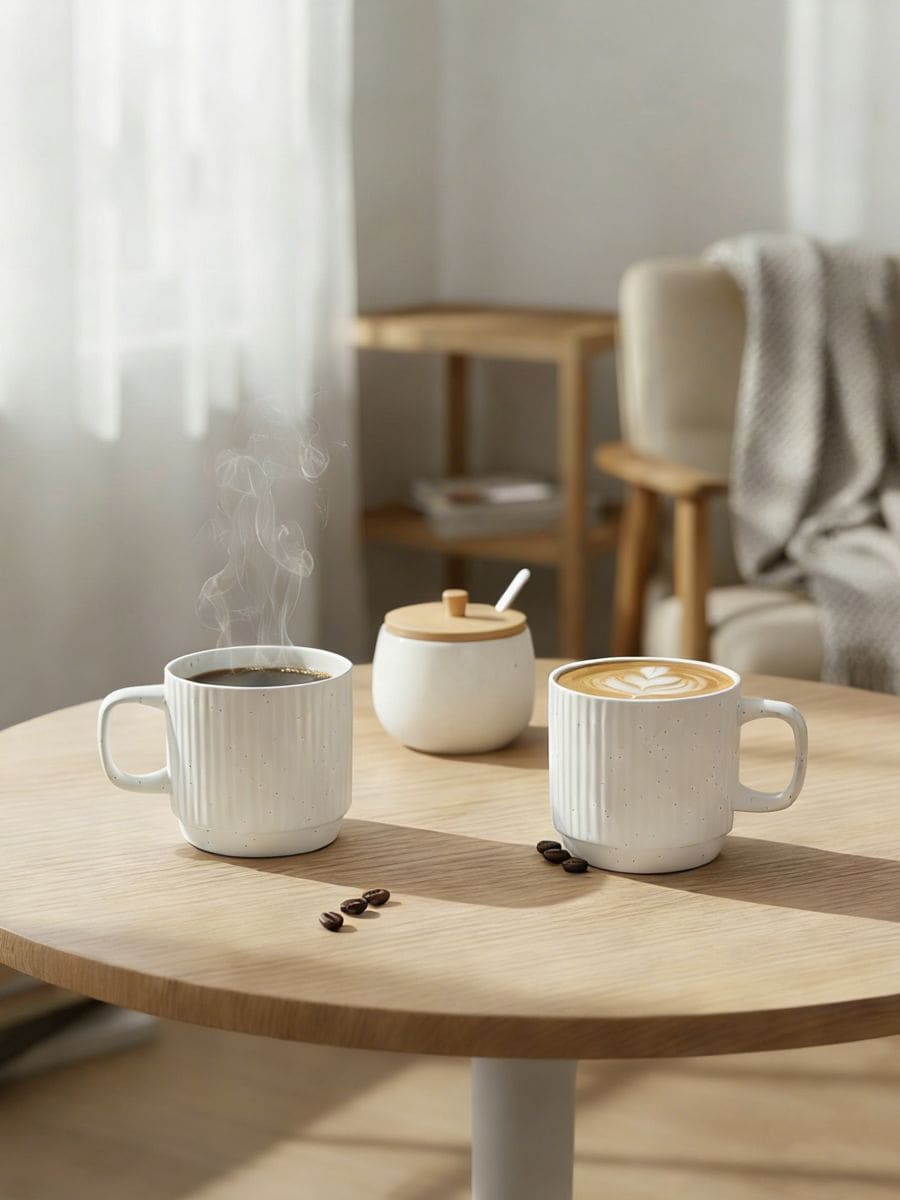 Kubki ceramiczne z uchem w plamki 2 pack - biały - SINSAY