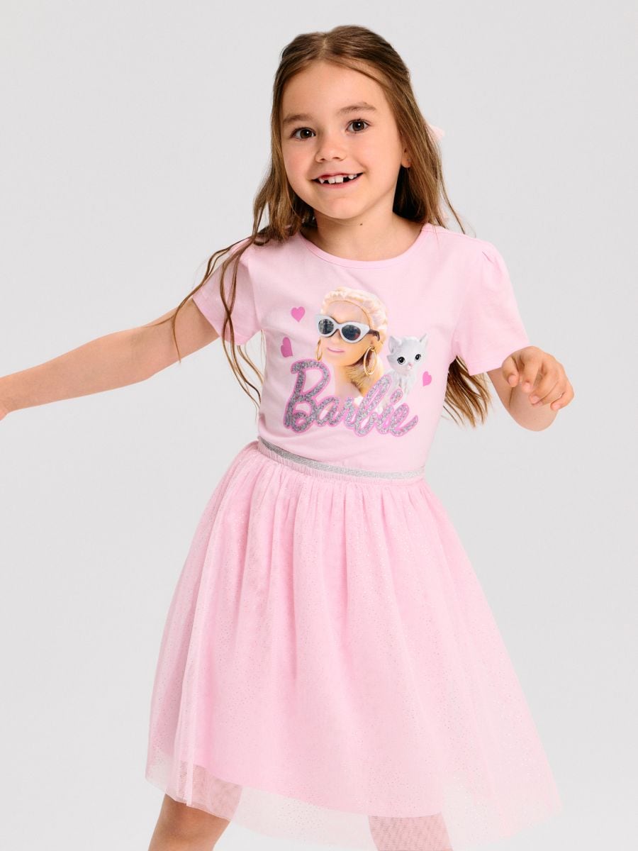 Sukienka z tiulową spódnicą Barbie Sukienka z tiulową spódnicą Barbie - różowy - SINSAY