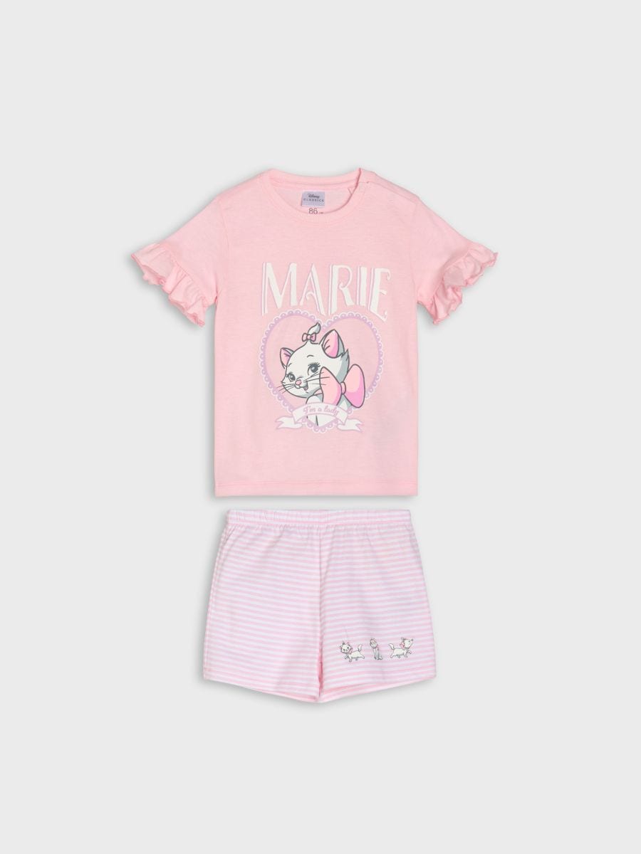 Pijama din bumbac în două piese cu imprimeu Marie Pijama din bumbac în două piese cu imprimeu Marie - roz-pastel - SINSAY