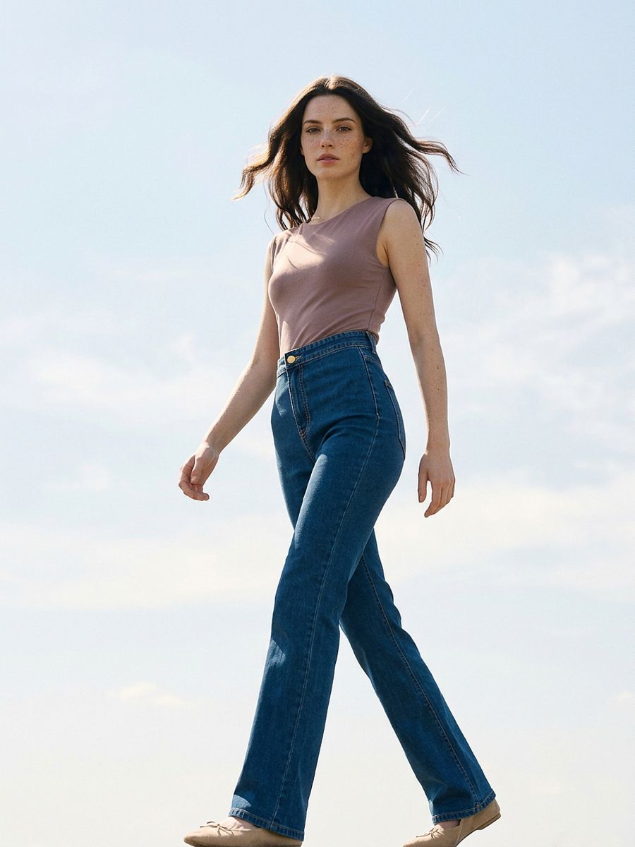 Jeansy flare high waist - granatowy - SINSAY