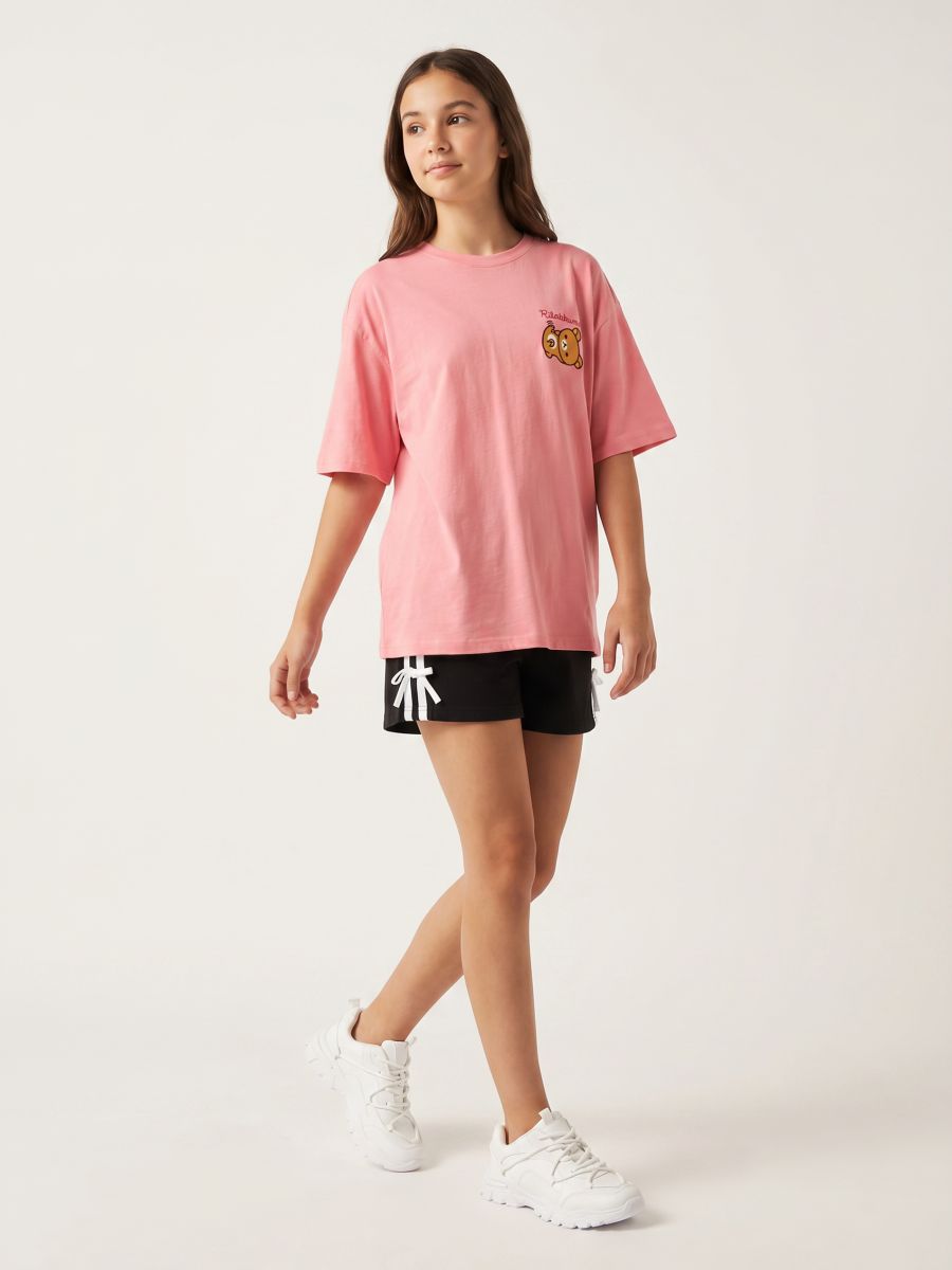 Tricou din bumbac cu imprimeu pe spate Rilakkuma Tricou din bumbac cu imprimeu pe spate Rilakkuma - roz-pastel - SINSAY