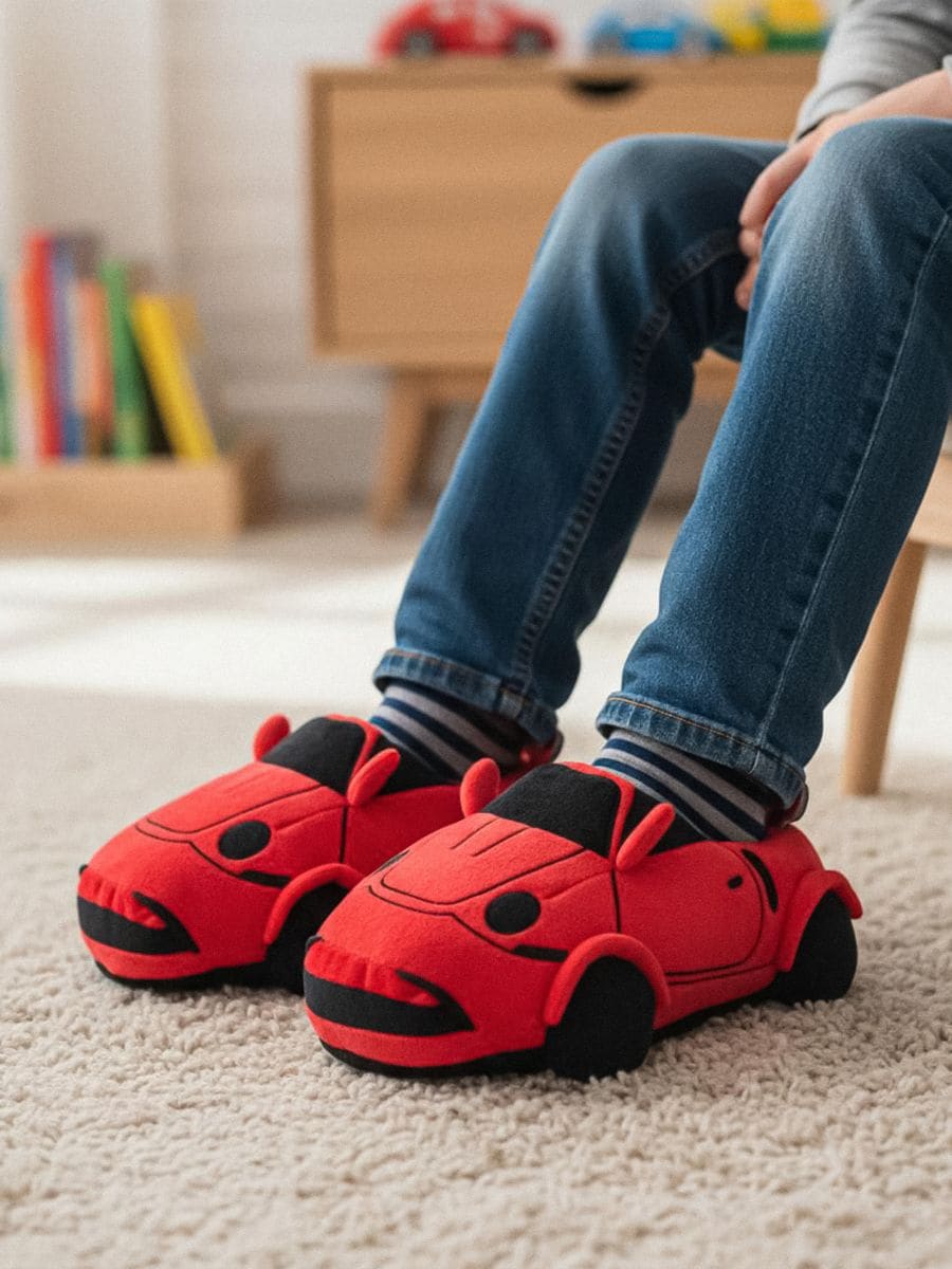 Papuci plușați cu elemente 3D - roșu - SINSAY