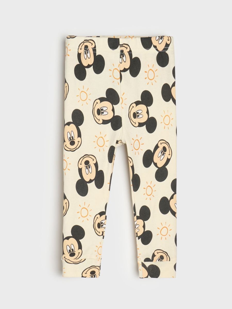 Bawełniane legginsy ze wzorem Mickey Mouse Bawełniane legginsy ze wzorem Mickey Mouse - kremowy - SINSAY