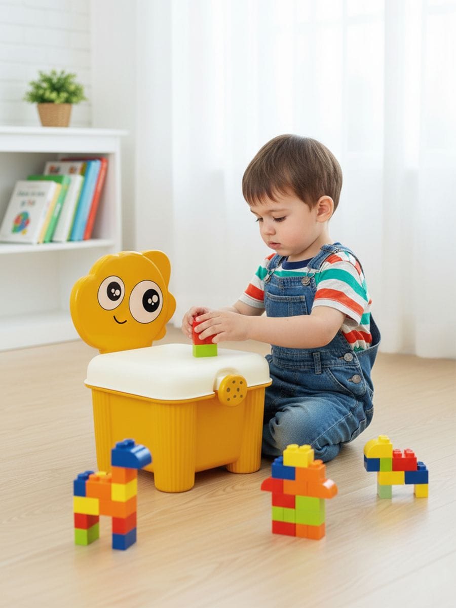 Jucărie – Scaun cu recipient pentru cuburi și set de cuburi Jucărie – Scaun cu recipient pentru cuburi și set de cuburi - multicolor - SINSAY