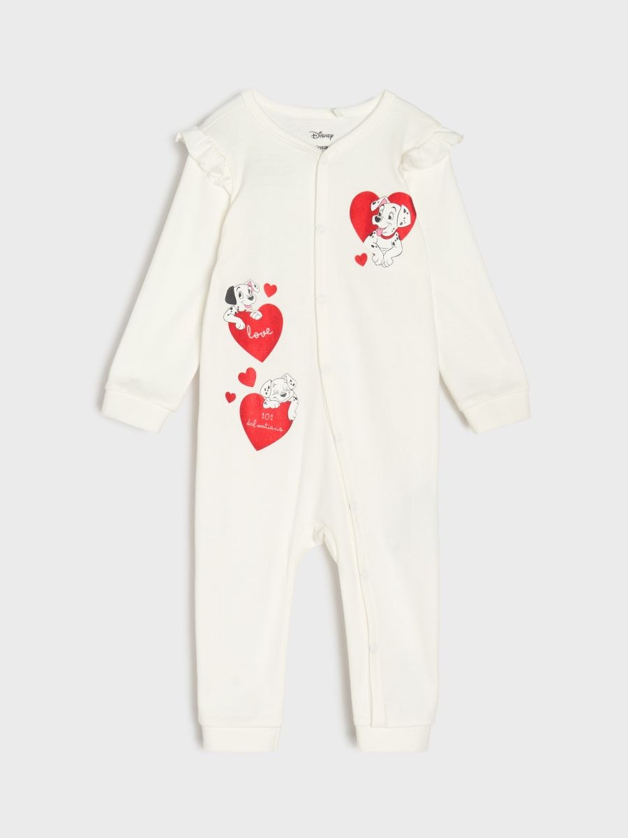 Salopetă din bumbac pentru bebeluși 101 Dalmatians Salopetă din bumbac pentru bebeluși 101 Dalmatians - crem - SINSAY